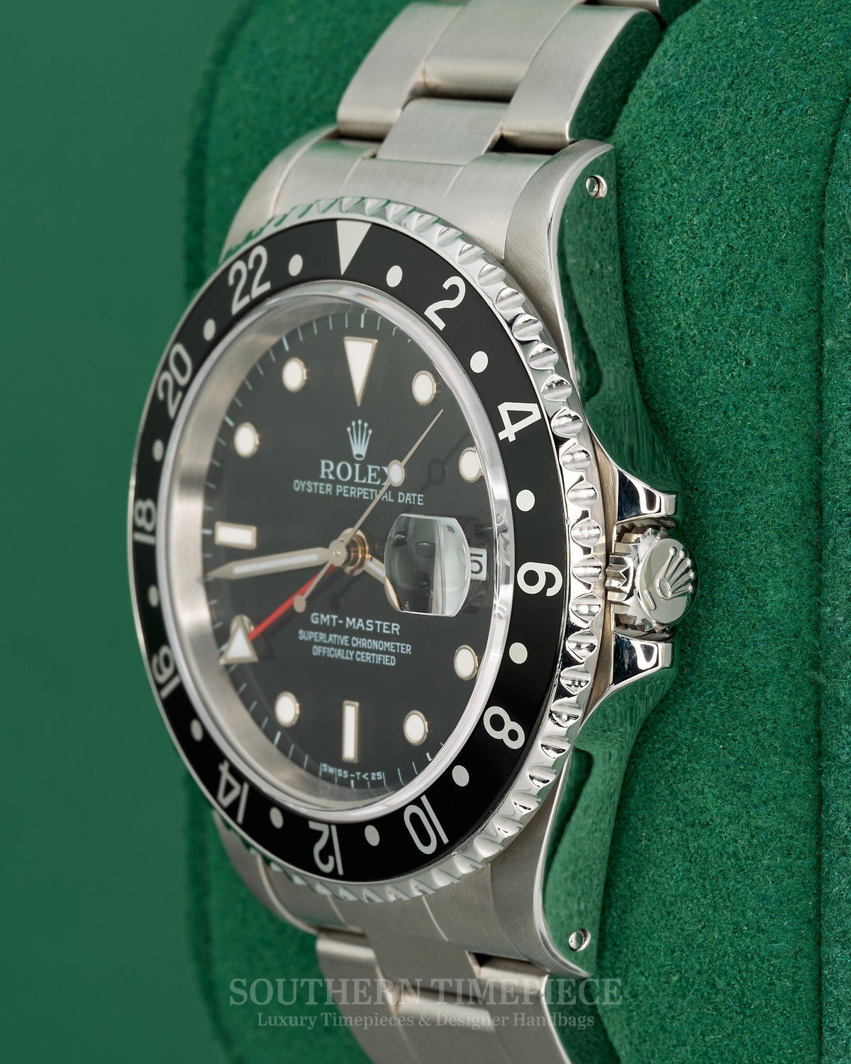 40mm Rolex GMT-Master II with Black Dial and Bezel in Stainless Steel on Oyster (Ref: 16710N)(Year: 1997)(RSC Service Card)