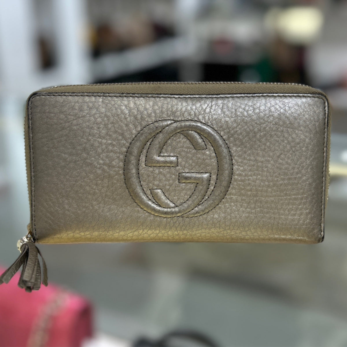 Gucci Soho Zippy Wallet - Gold Pebbled Leather