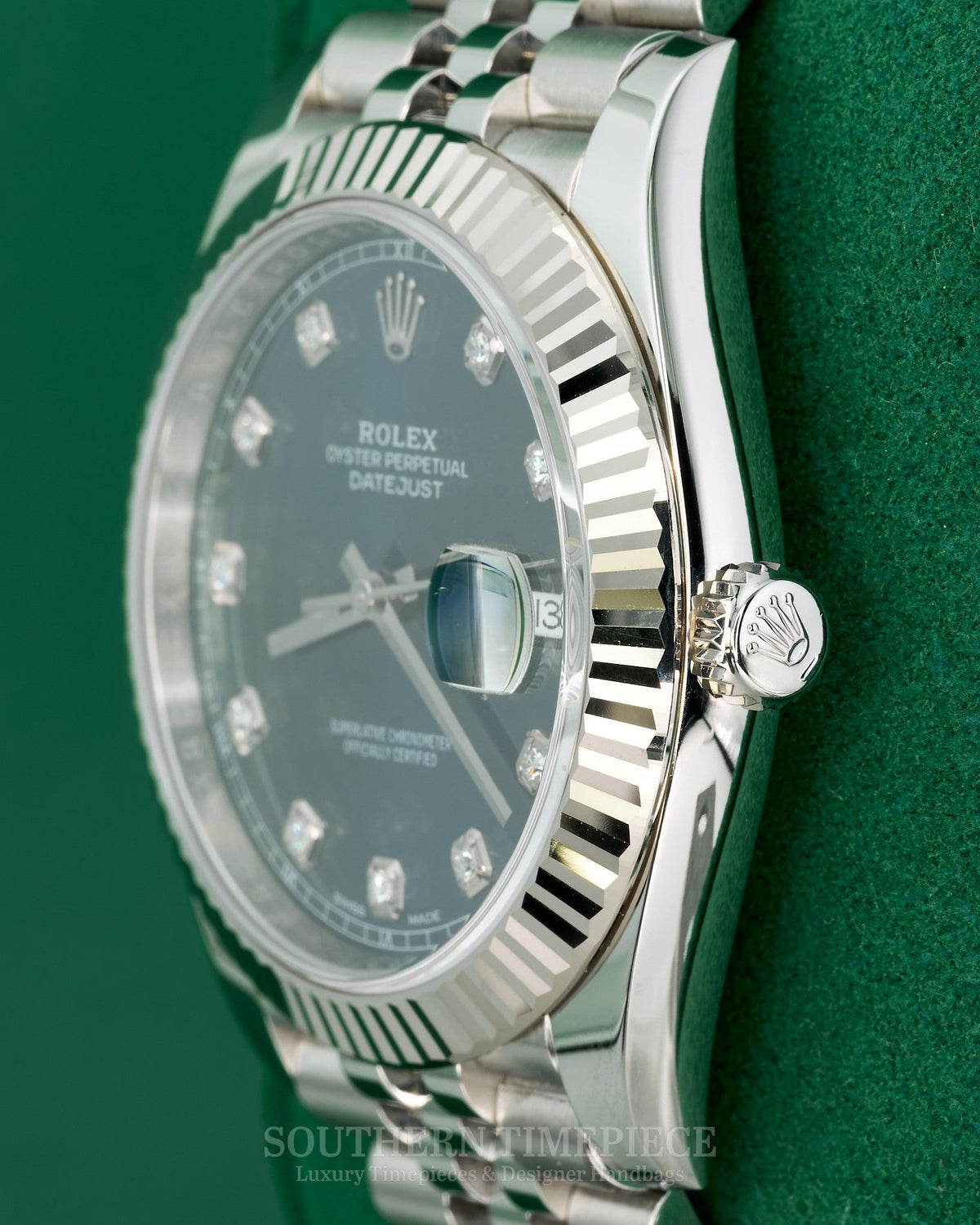 41mm Rolex Datejust in 18kt White Gold & Oystersteel with Factory Blue Diamond Dial on Jubilee (Ref: 126334)(Year: 2018)(Box & Papers)