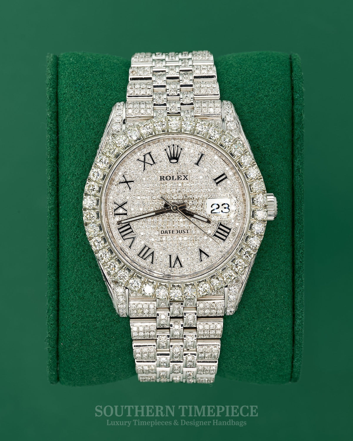 41mm Rolex Datejust with Full Custom Set Natural Diamonds on Jubilee Bracelet (Ref: 126300)(Year: 2021)(Box & Papers)