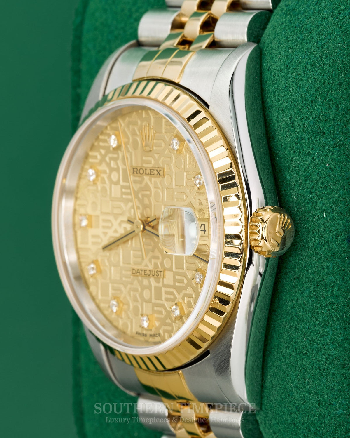 36mm Rolex Datejust in 18kt Yellow Gold and Stainless with Rare Factory Champagne Anniversary Diamond Dial on Jubilee (Ref: 16233)(Year: 1993)