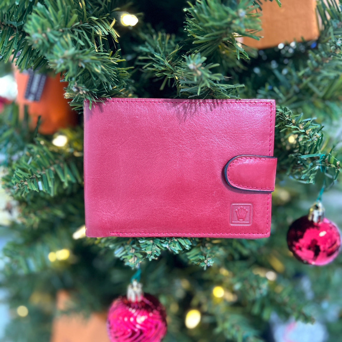 Rolex Bifold Wallet - Red Leather