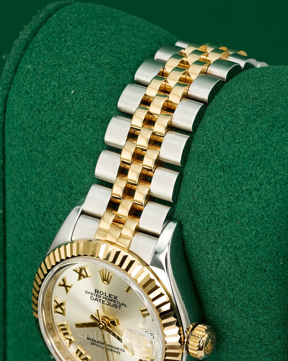 28mm Rolex Datejust with Silver Roman Numeral Dial in 18kt Yellow Gold and Stainless on Jubilee (Ref: 279173)(Year: 2017)(Box & Appraisal)