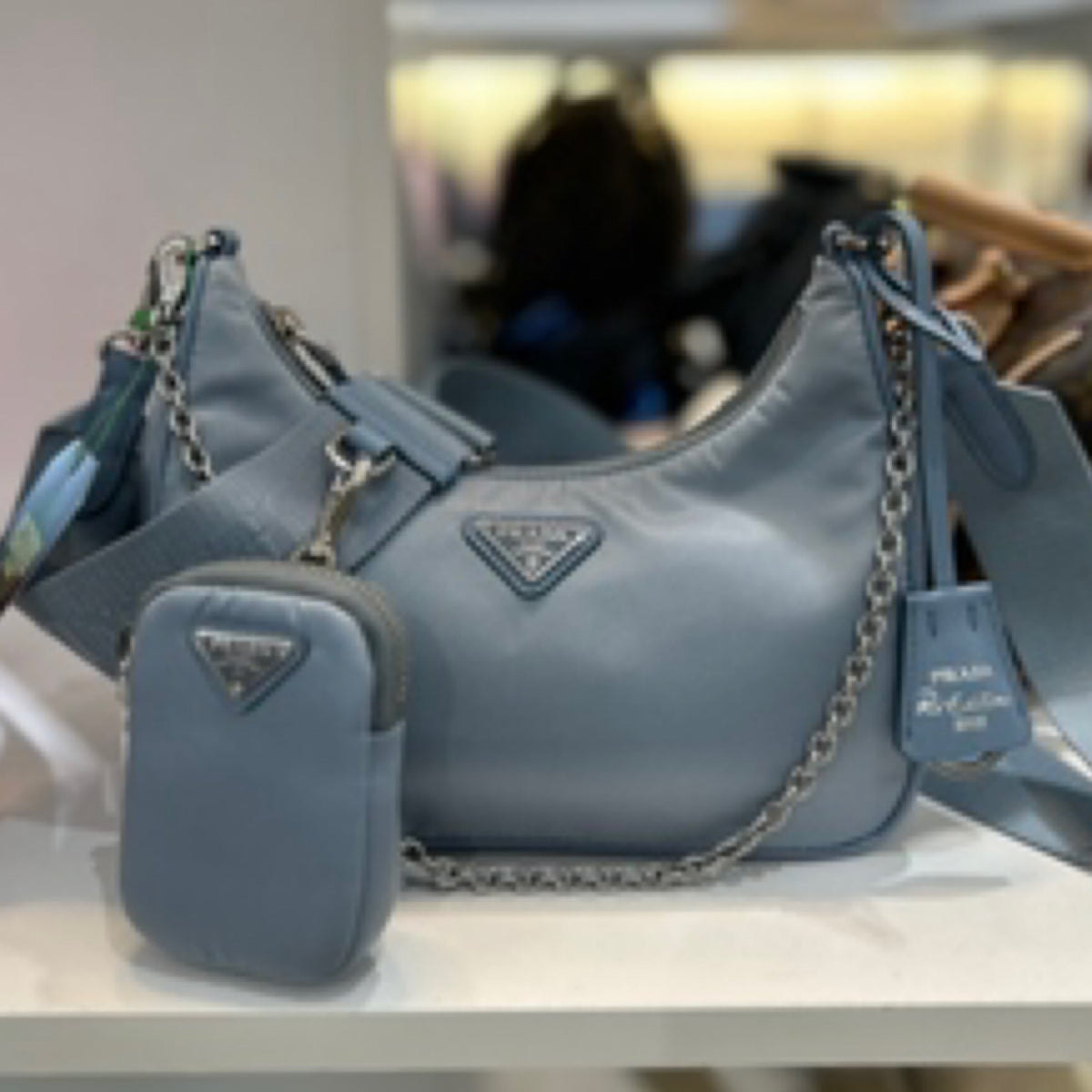 Prada Re-Edition 2005 Light Blue Re-Nylon Shoulder Bag