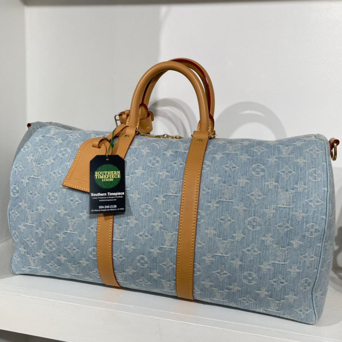 Louis Vuitton Keepall Bandouliere 45 - Light Blue Monogram Jacquard Denim