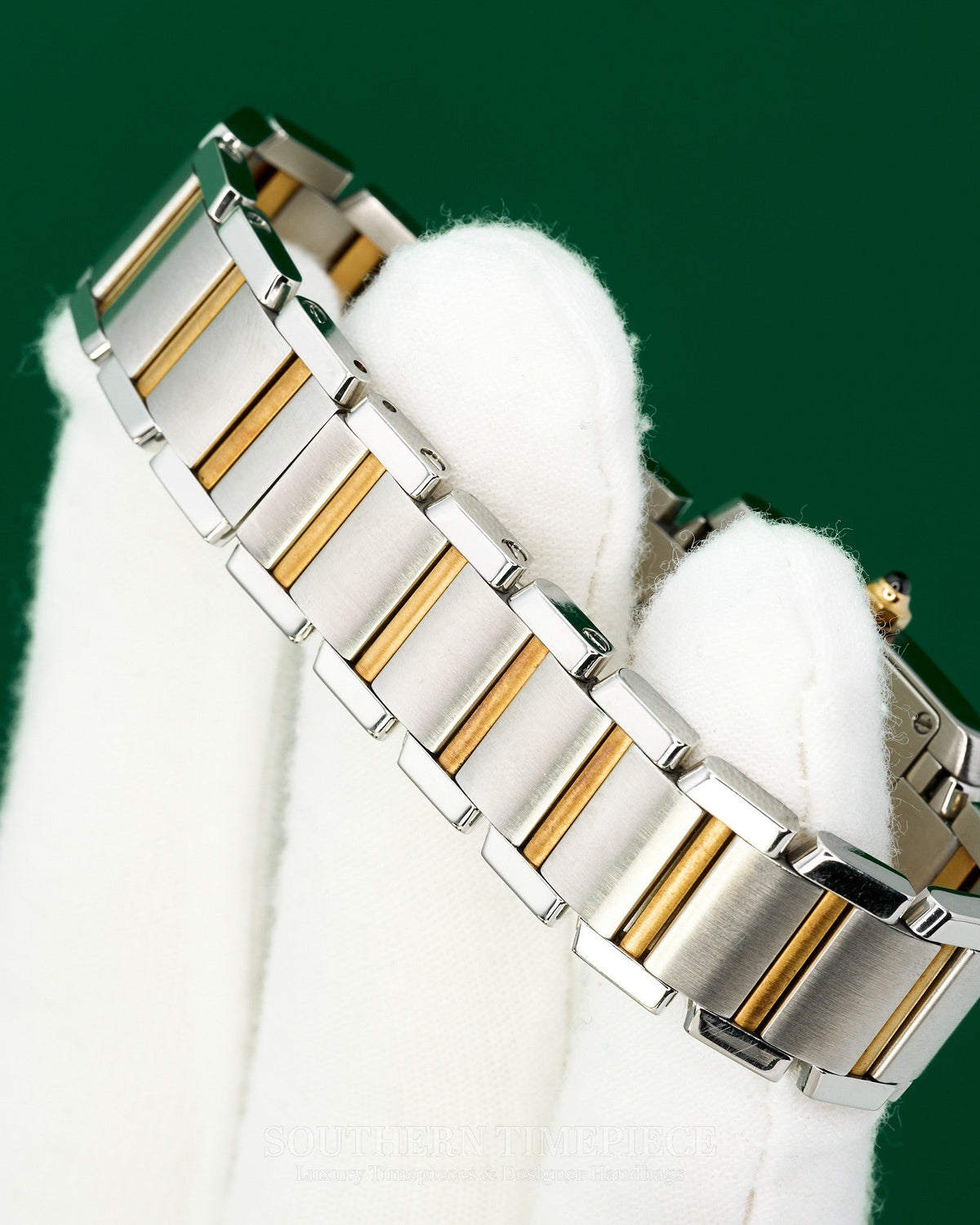 25mm Cartier Tank Francaise Small in 18kt Yellow Gold and Stainless with White Roman Numeral Dial (Ref: W51007Q4)(2000's-2010's)
