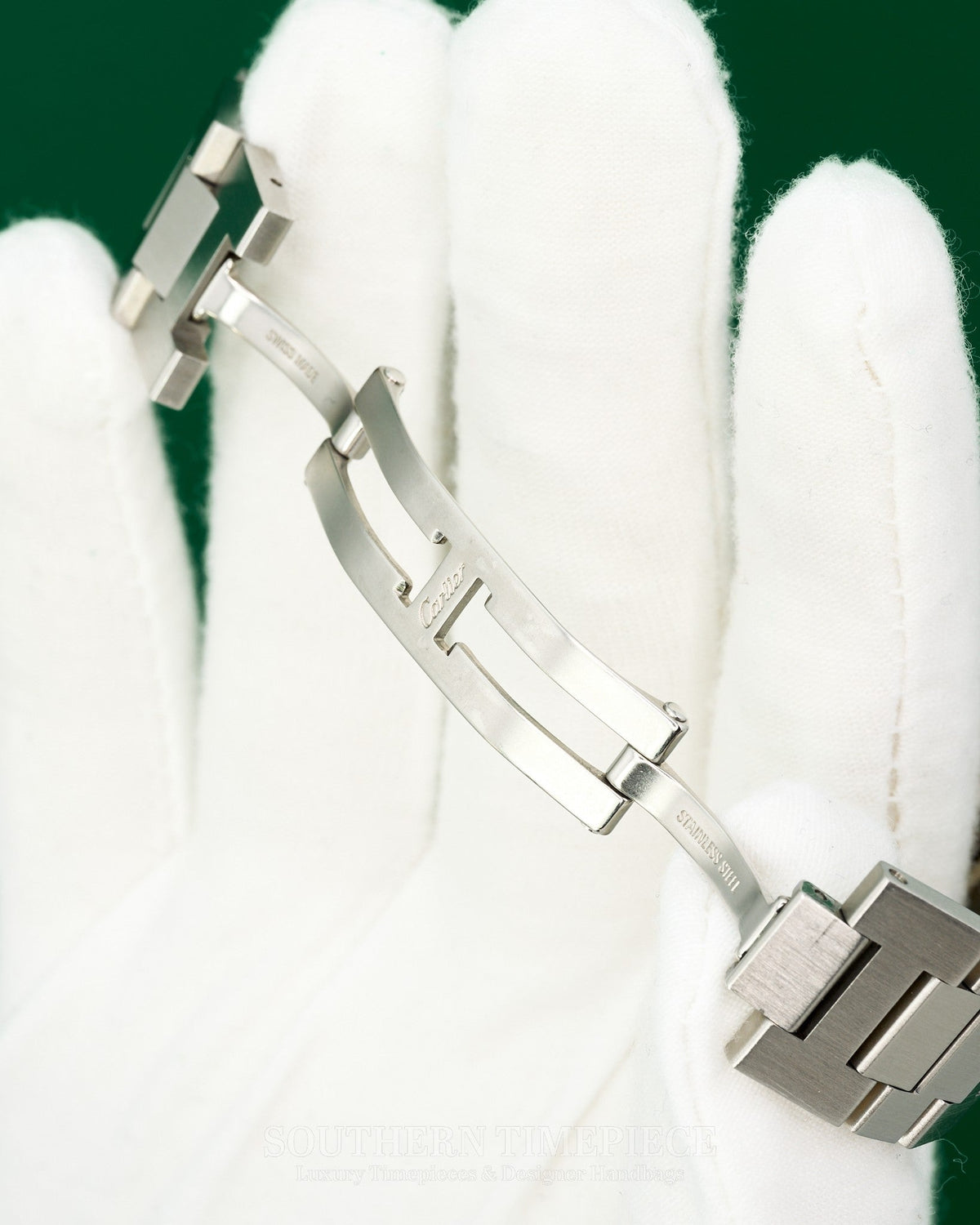 35mm Cartier Pasha Large in Stainless Steel with a White Dial and Custom Diamond Bezel (Ref: W31044M7)