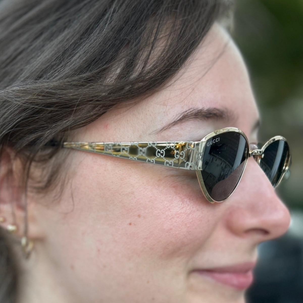 Gucci Geometrical Frame Sunglasses - Light Gold-toned Metal