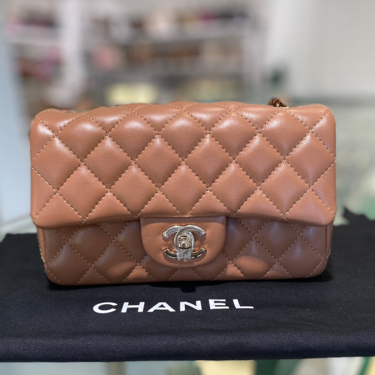 Chanel Mini Rectangular Flap Bag - Caramel Lambskin Leather & Gold Hardware (2021+)