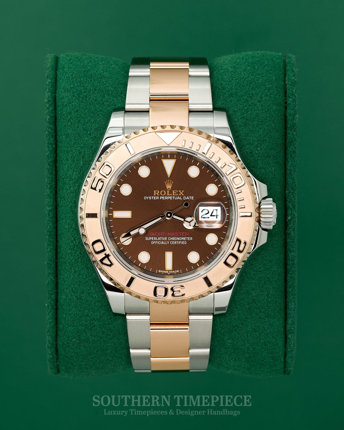 40mm Rolex Yacht-Master with Chocolate Dial in 18kt Rose Gold and Stainless (Ref: 116621)(Year: 2020)(Box & Papers)
