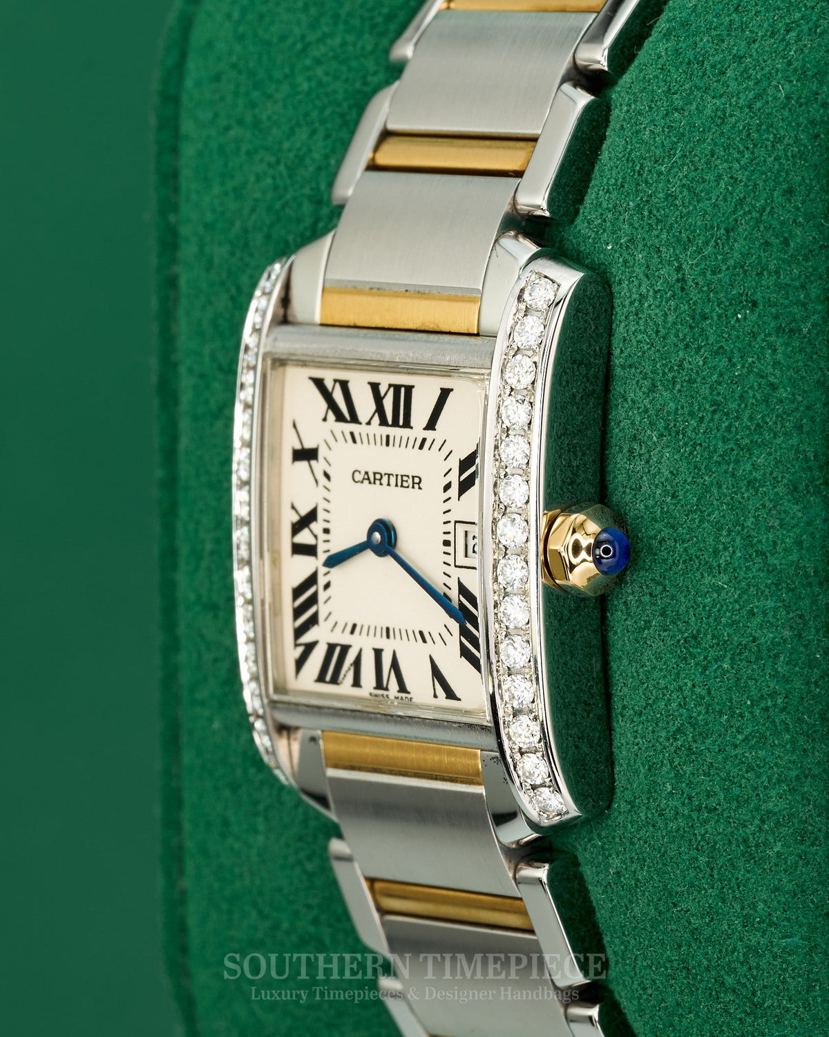 32mm Cartier Tank Francaise Medium in 18kt Yellow Gold and Stainless with Custom Diamonds (Ref: W51012Q4)(Year: 2000's-2010's)