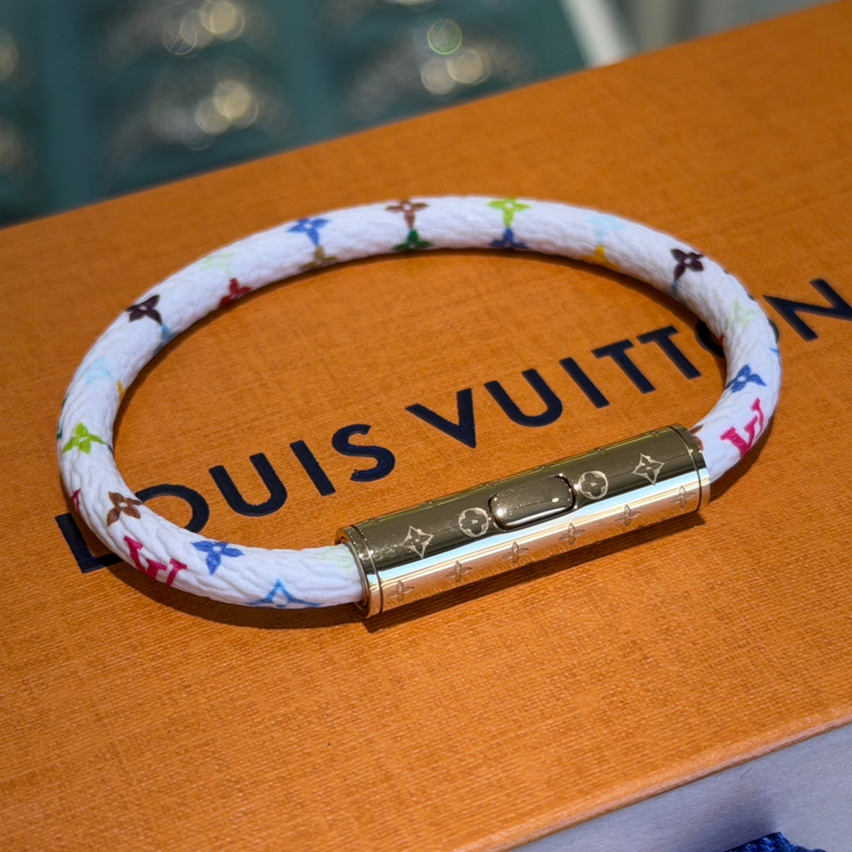 Louis Vuitton x Takashi Murakami Confidential Bracelet - White Multicolor Monogram Canvas (Size 17)