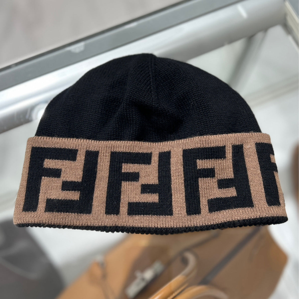 Fendi FF Beanie - Black Wool (Size S/M)