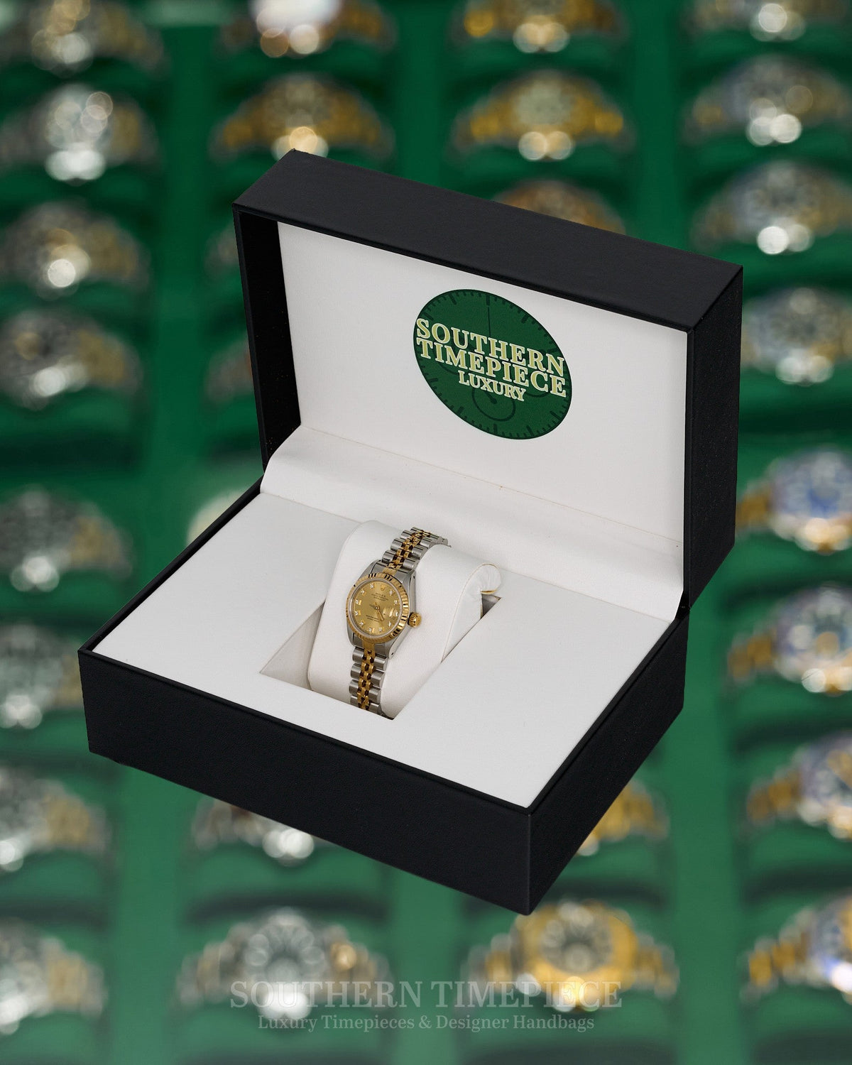 26mm Rolex Datejust with Factory Champagne Diamond Dial in 18kt Yellow Gold & Stainless on Jubilee (Ref: 69173)(Year: 1987)