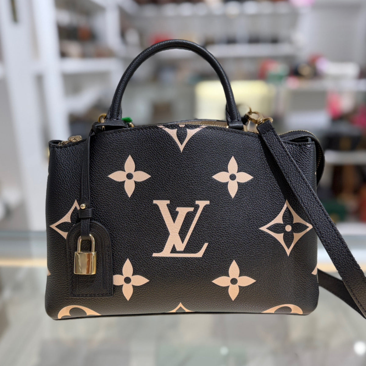 Louis Vuitton Petit Palais - Bicolor Black & Beige Monogram Empreinte Leather