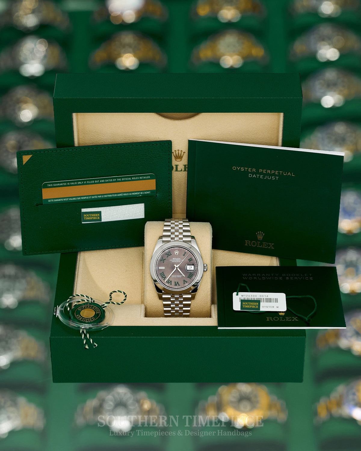 41mm Rolex Datejust "Wimbledon" in Stainless Steel on Jubilee Bracelet (Ref: 126300)(Year: 2019)(Box & Papers)