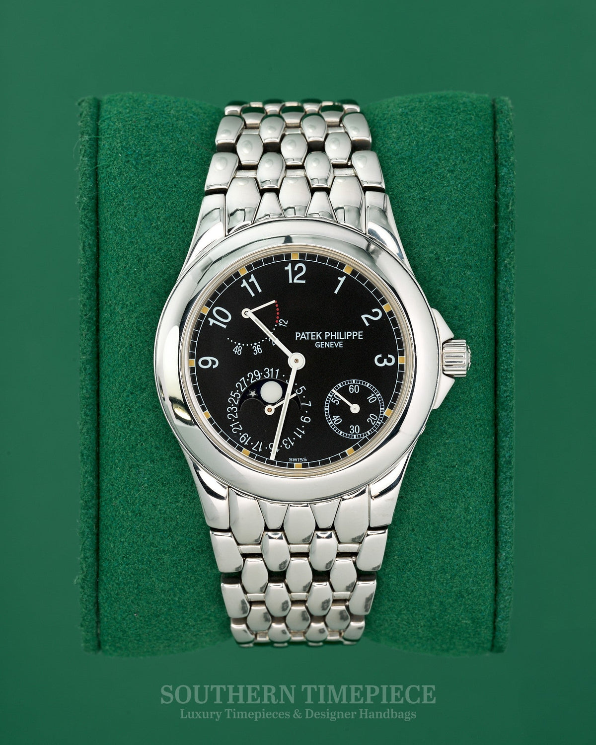 37mm Patek Philippe Neptune Moonphase with Black Dial in Stainless Steel (Ref: 5085/1A)Year: 2005)(Box & Booklets)