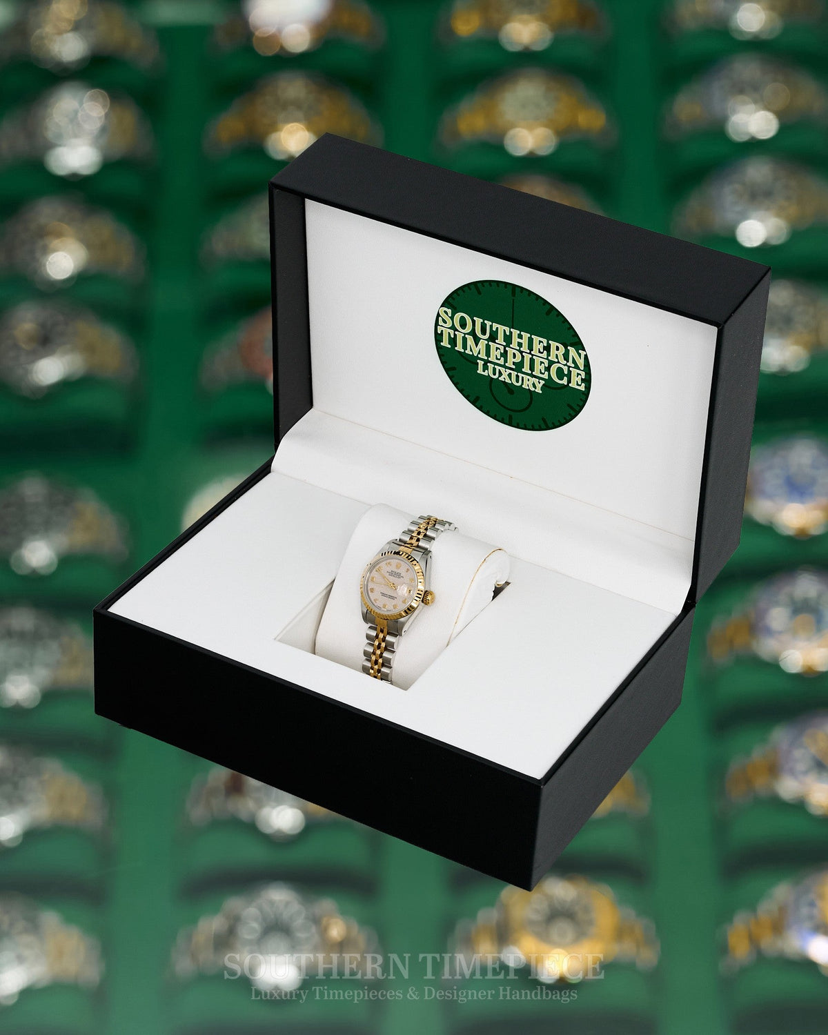 26mm Rolex Datejust with a Cream Anniversary Arabic Dial in 18kt Yellow Gold & Stainless on Jubilee (Ref: 69173)(Year: 1984)