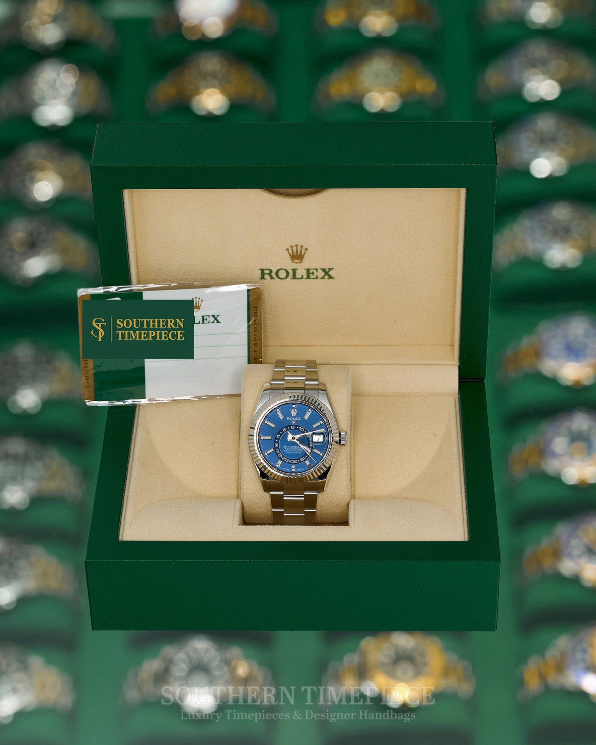 42mm Rolex Sky-Dweller in 18kt White Gold and Oystersteel with Blue Dial on Oyster Bracelet (Ref: 326934)(Year: 2019)(Box & Papers)