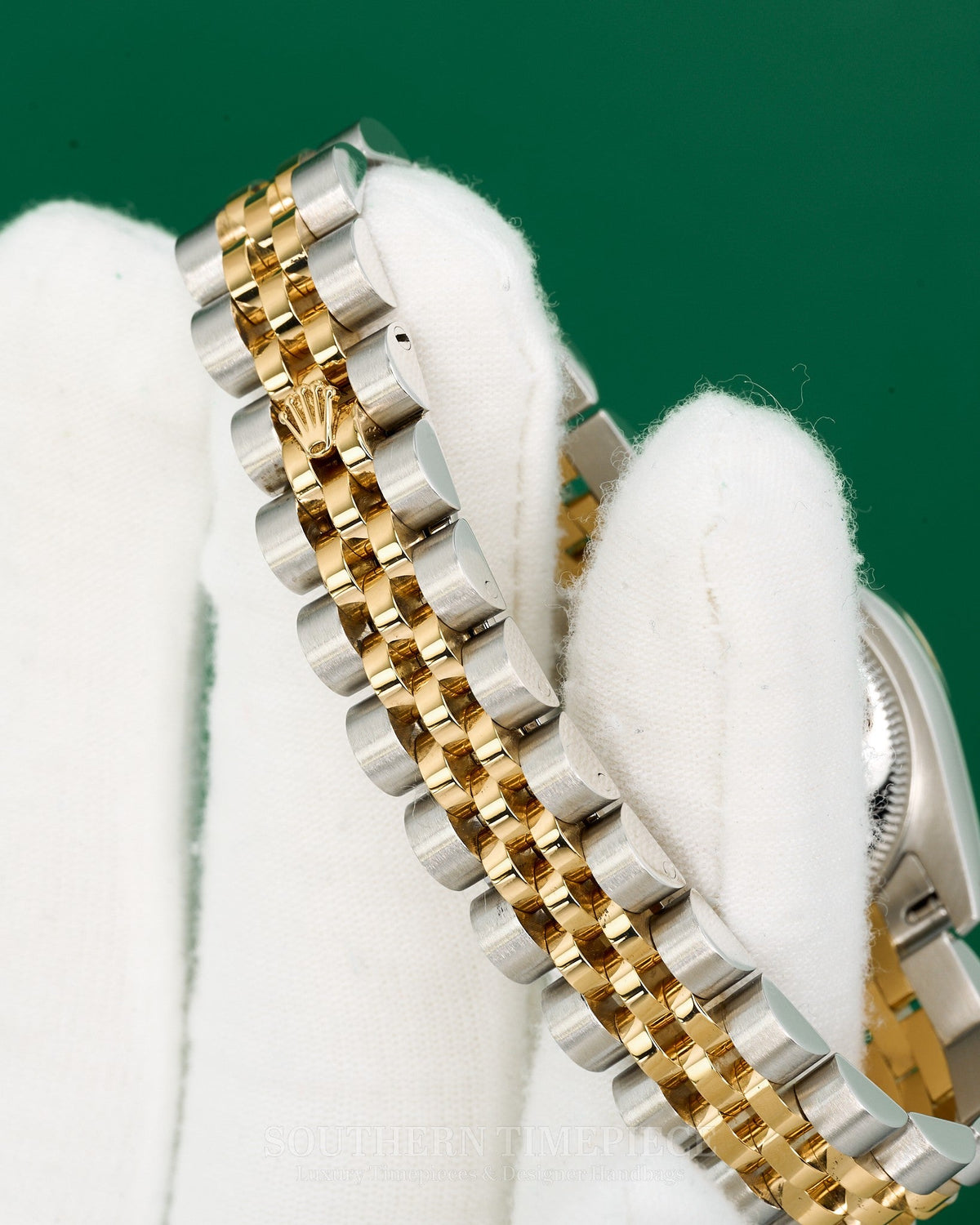 26mm Rolex Datejust with Custom Mother of Pearl Diamond Dial in 18kt Yellow Gold and Stainless on Jubilee (Ref: 179173)(Year: 2011+)