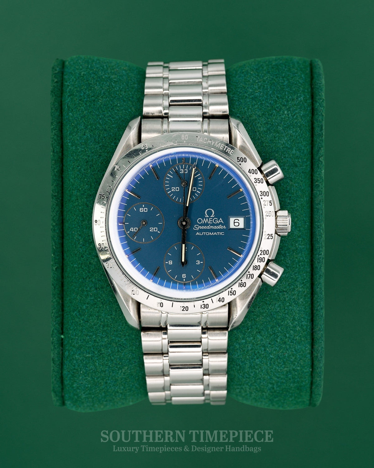 39mm Omega Speedmaster Chronograph with Blue Dial in Stainless Steel (Ref: 3511.80.00)(Year: ~1990-2003)