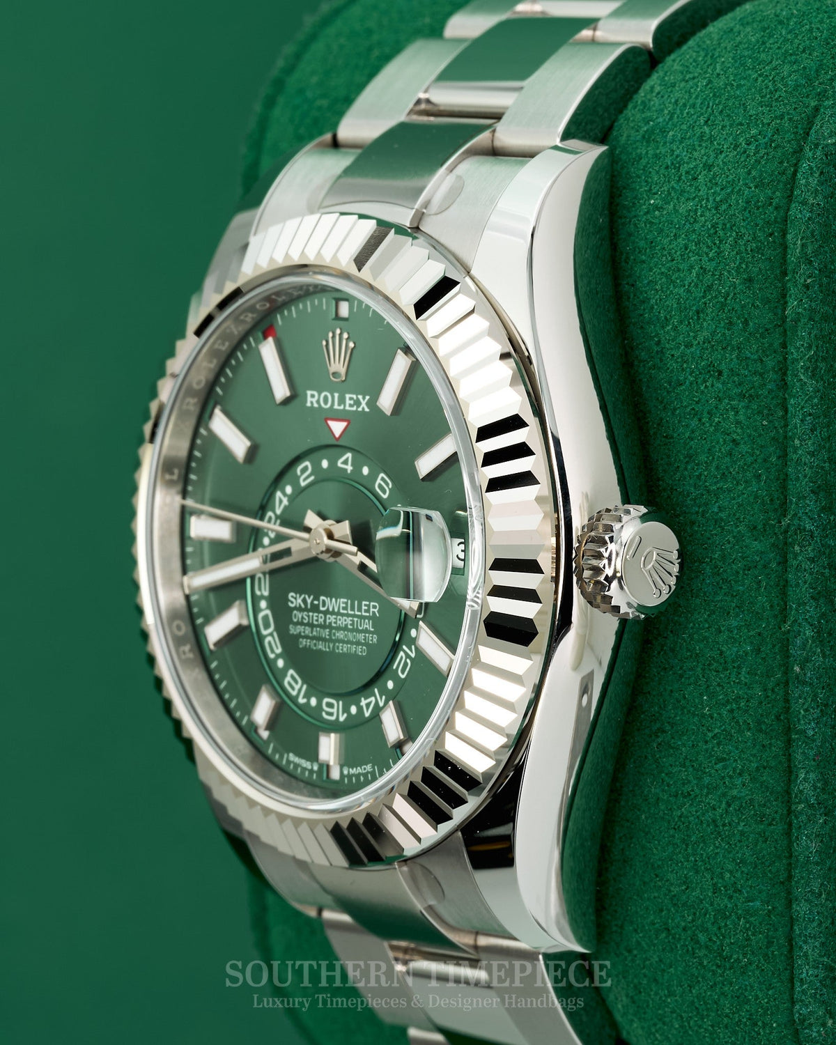 42mm Rolex Sky-Dweller Mint Green in 18kt White Gold & Oystersteel on Oyster (Ref: 336934)(Year: 2025)(Box & Papers)