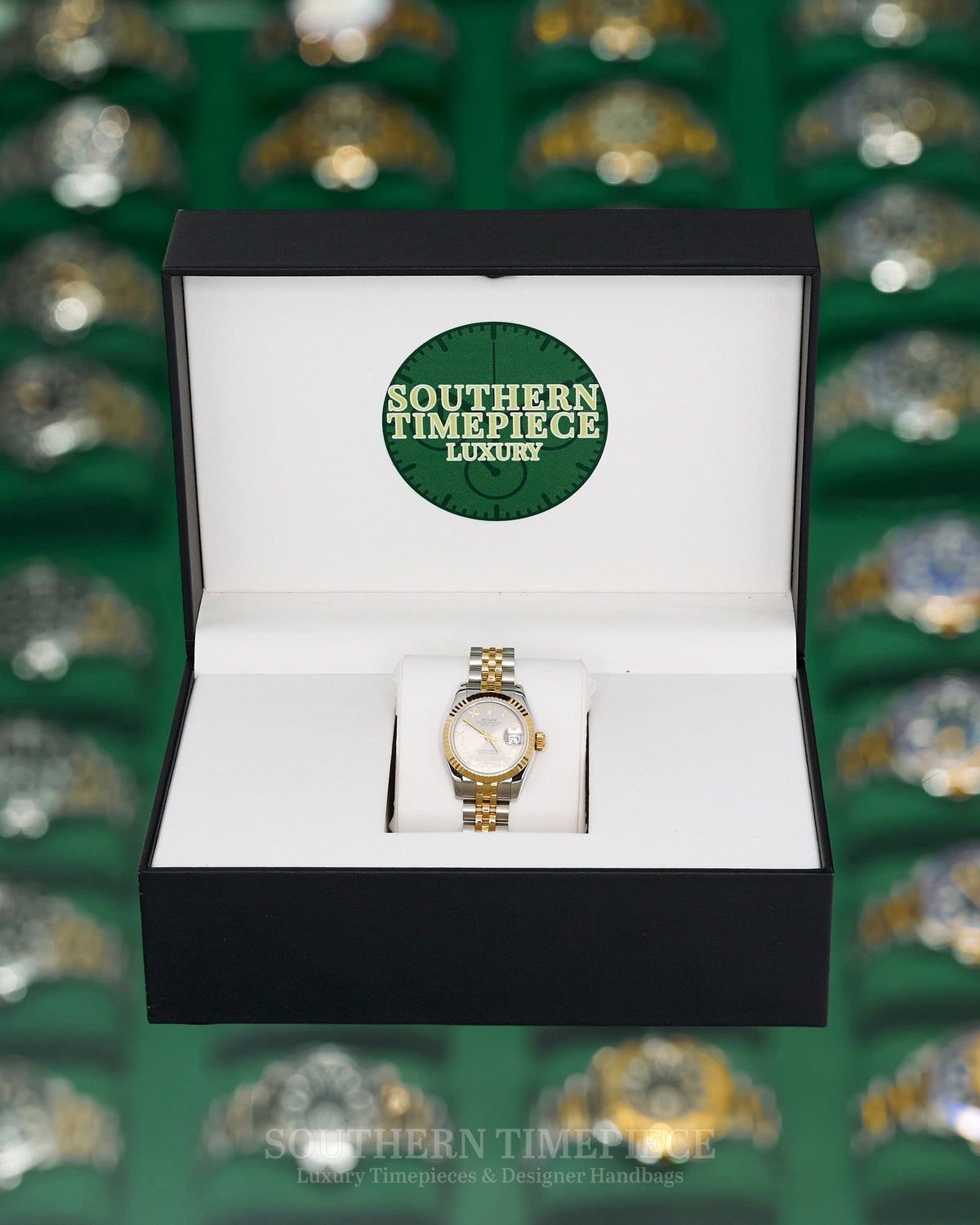 26mm Rolex Datejust with Silver Roman Numeral Dial in 18kt Yellow Gold and Stainless on Jubilee (Ref: 179173)(Year: 2011)