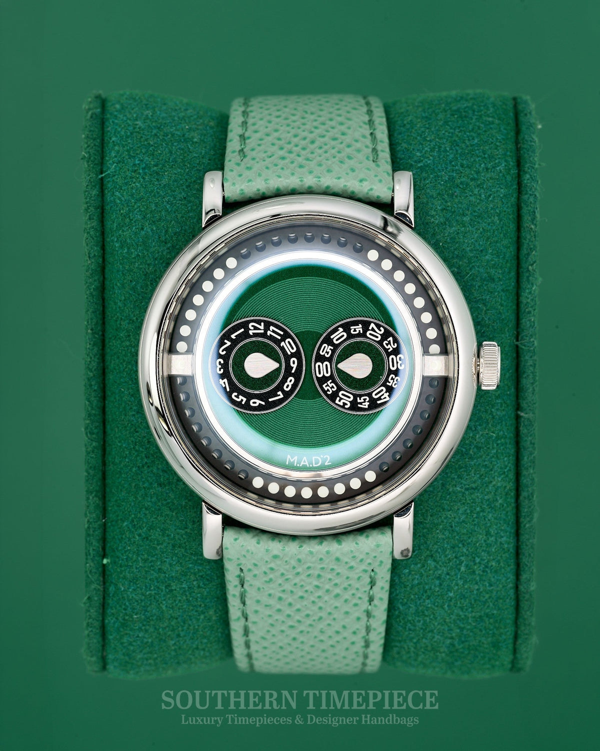 42mm MB&F M.A.D. 2 Green in Stainless Steel on Green Calfskin Leather (Ref: MAD 2)(Year: 2025)(Box & Papers)