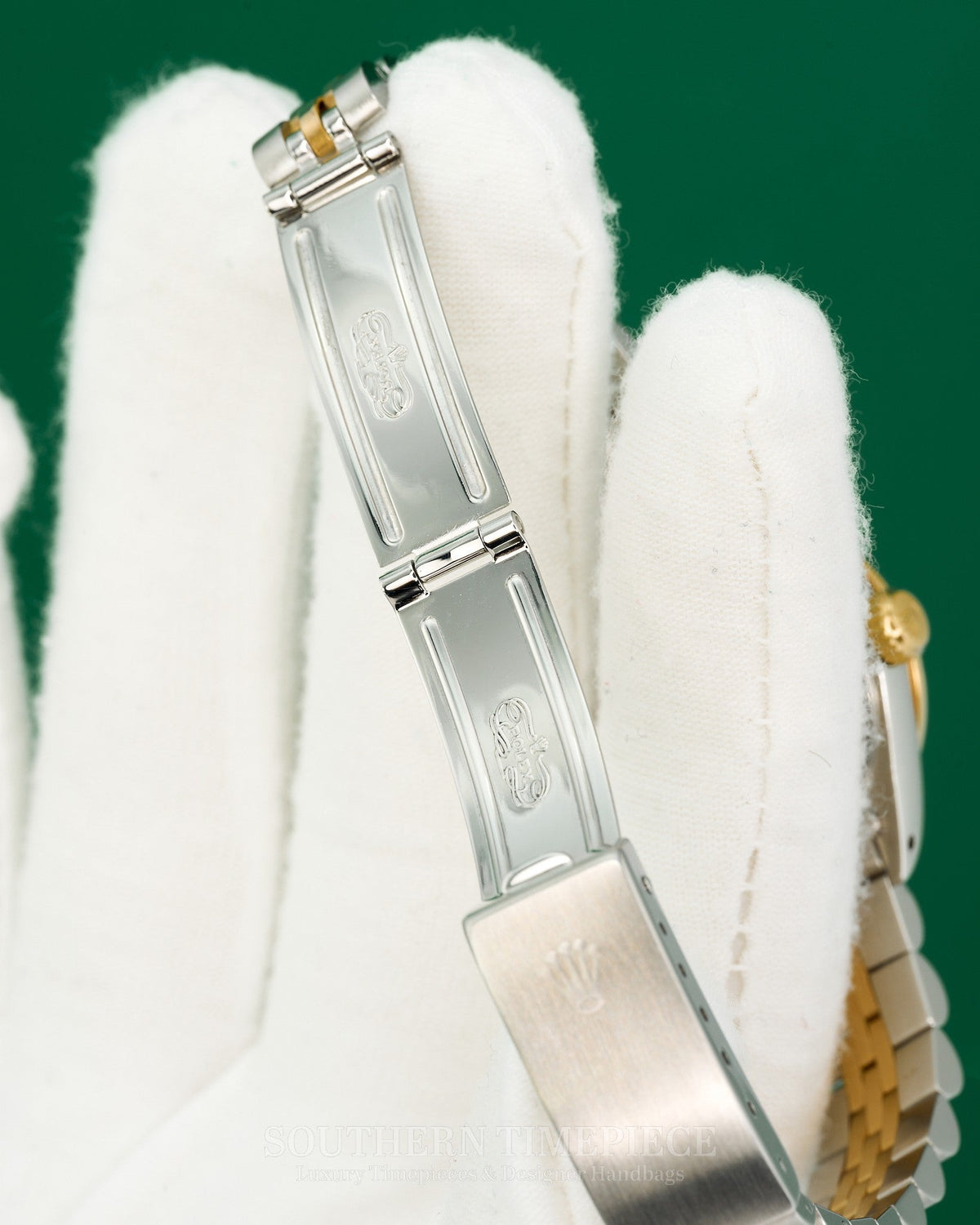 26mm Rolex Datejust in 18kt Yellow Gold & Stainless with Custom Mother of Pearl Diamond Dial and Diamond Bezel (Ref: 69173)(Year: 1989)