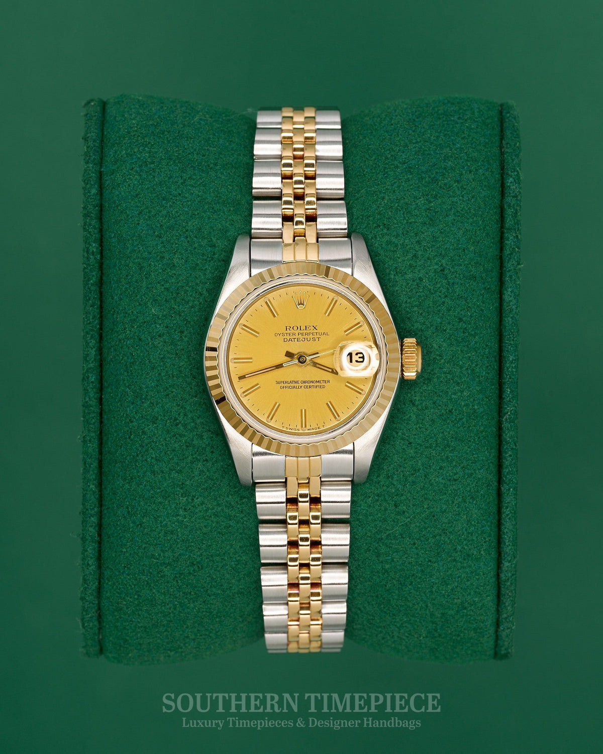 26mm Rolex Datejust with a Custom Champagne Diamond Dial in 18kt Yellow Gold and Stainless on Jubilee (Ref: 69173)(Year: 1988)