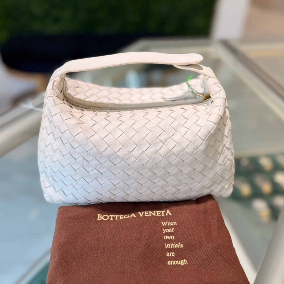 Bottega Veneta Cosmetic Case - White Intrecciato Leather
