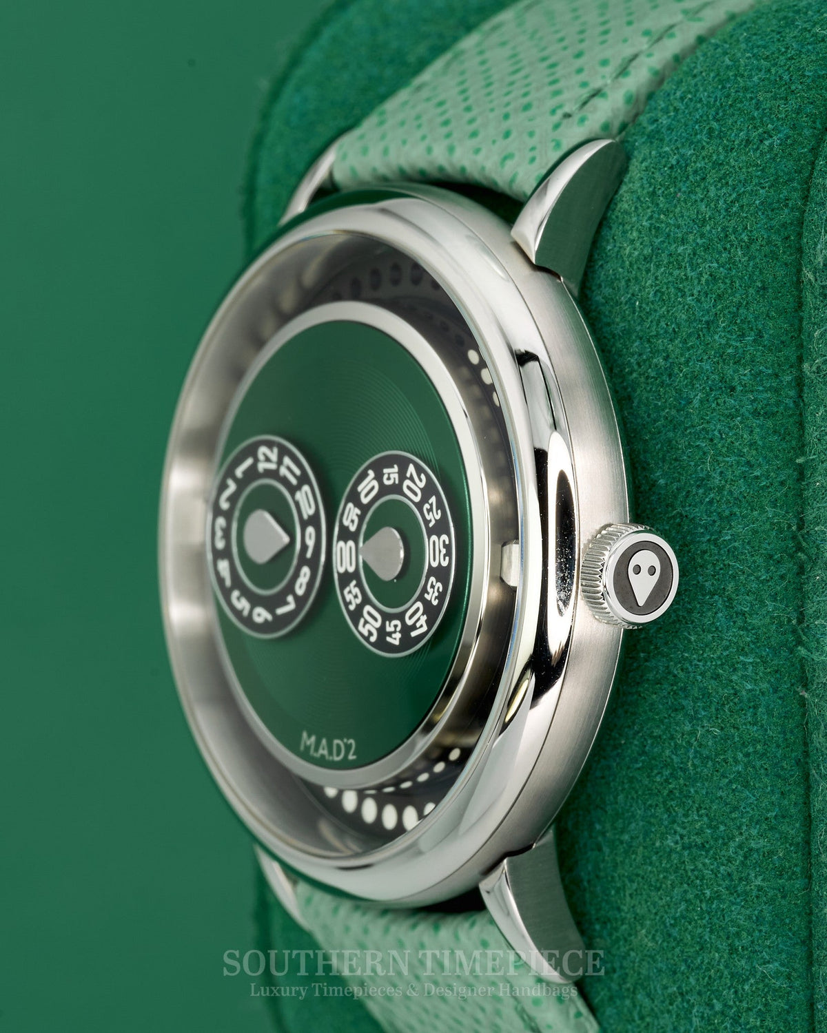 42mm MB&F M.A.D. 2 Green in Stainless Steel on Green Calfskin Leather (Ref: MAD 2)(Year: 2025)(Box & Papers)
