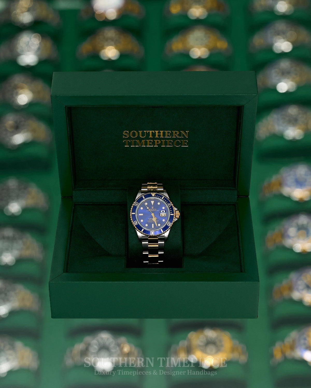 40mm Rolex Submariner "Bluesy" in 18kt Yellow Gold and Stainless Steel on Oyster (Ref: 16613LB)(Year: 2005)