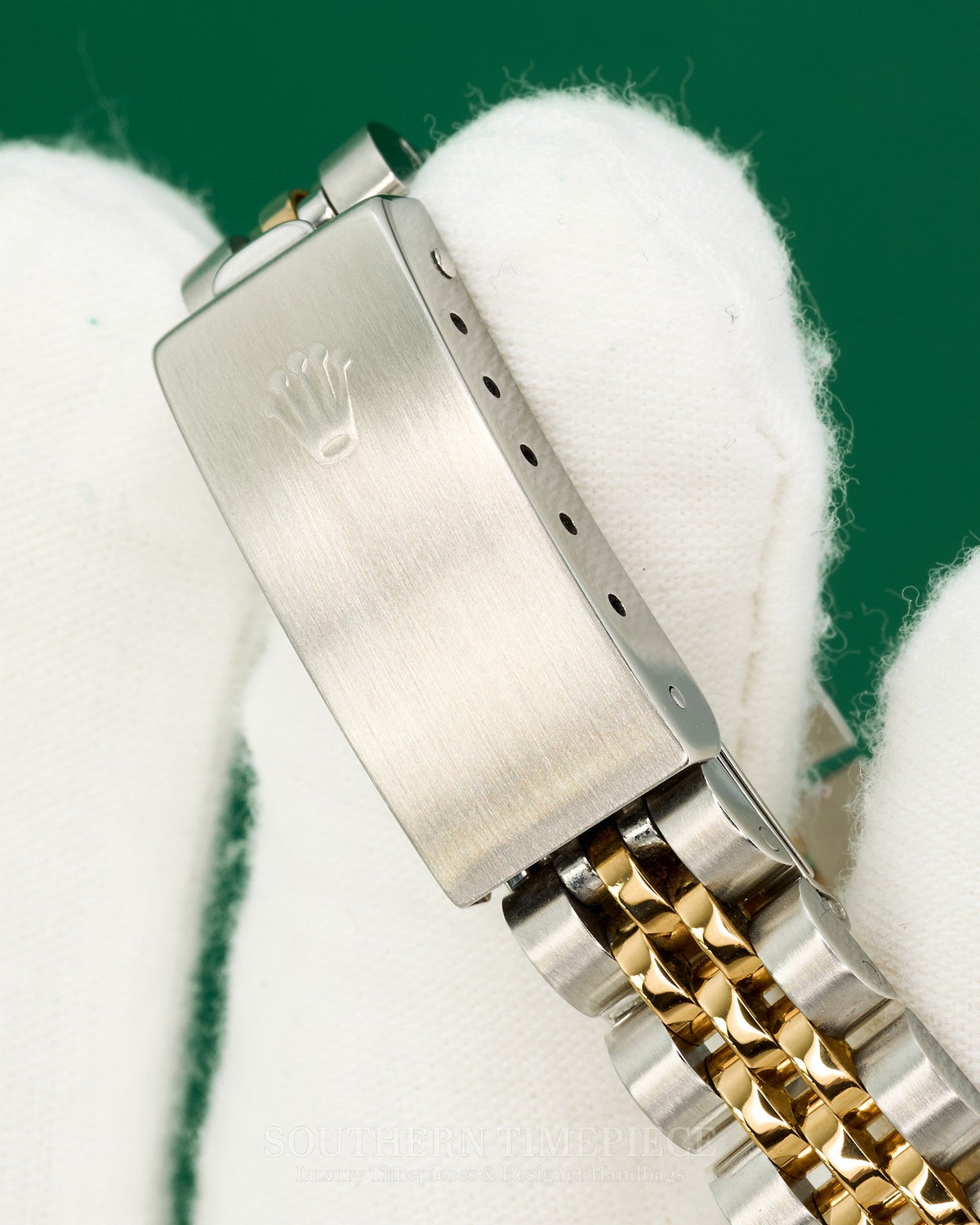 26mm Rolex Datejust in 18kt Yellow Gold & Stainless with Custom Mother of Pearl Diamond Dial and Diamond Bezel (Ref: 69173)(Year: 1989)