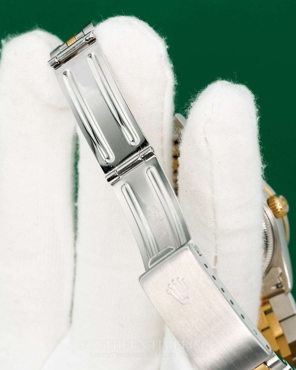 31mm Rolex Datejust with Custom Mother of Pearl Diamond Dial and Diamond Bezel in 18kt Yellow Gold and Stainless on Jubilee (Ref: 68273)(Year: 1989) (M332235)