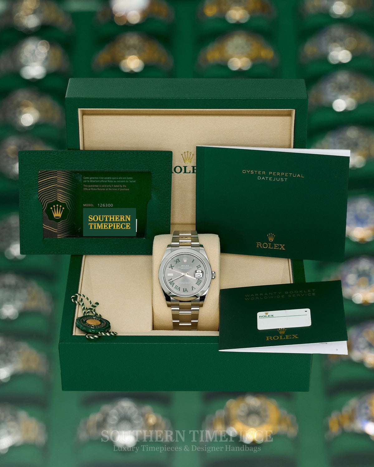 Brand New 2026 41mm Rolex Datejust "Wimbledon" in Stainless Steel on Oyster Bracelet (Ref: 126300)(Year: 2026)(Box & Papers)