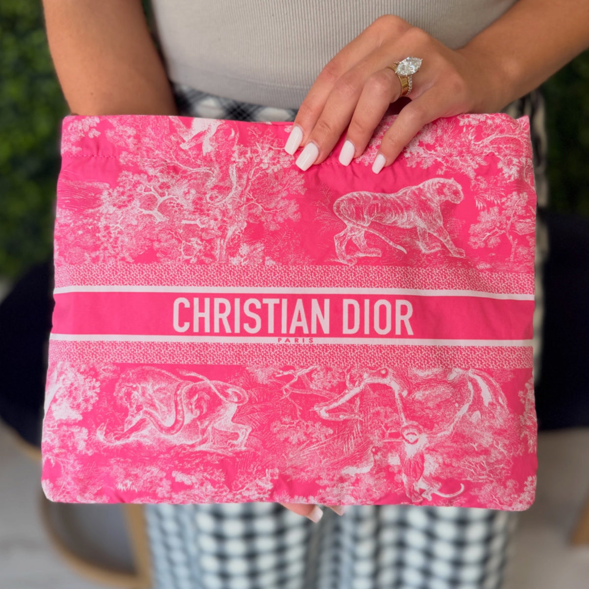 Christian Dior Toile de Jouy Zipped Pouch - Pink Canvas