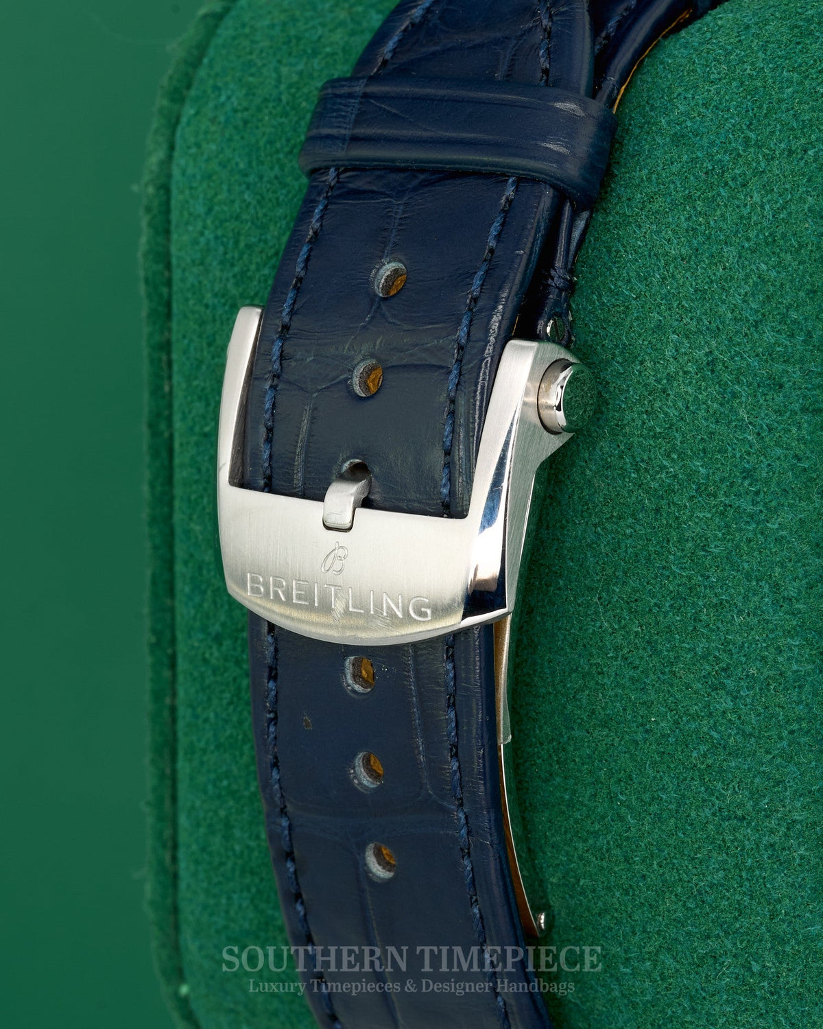 42mm Breitling Premier B01 Chronograph featuring a Blue Dial on Blue Leather (Ref: AB0145)(Year: 2023-Now)(Box)
