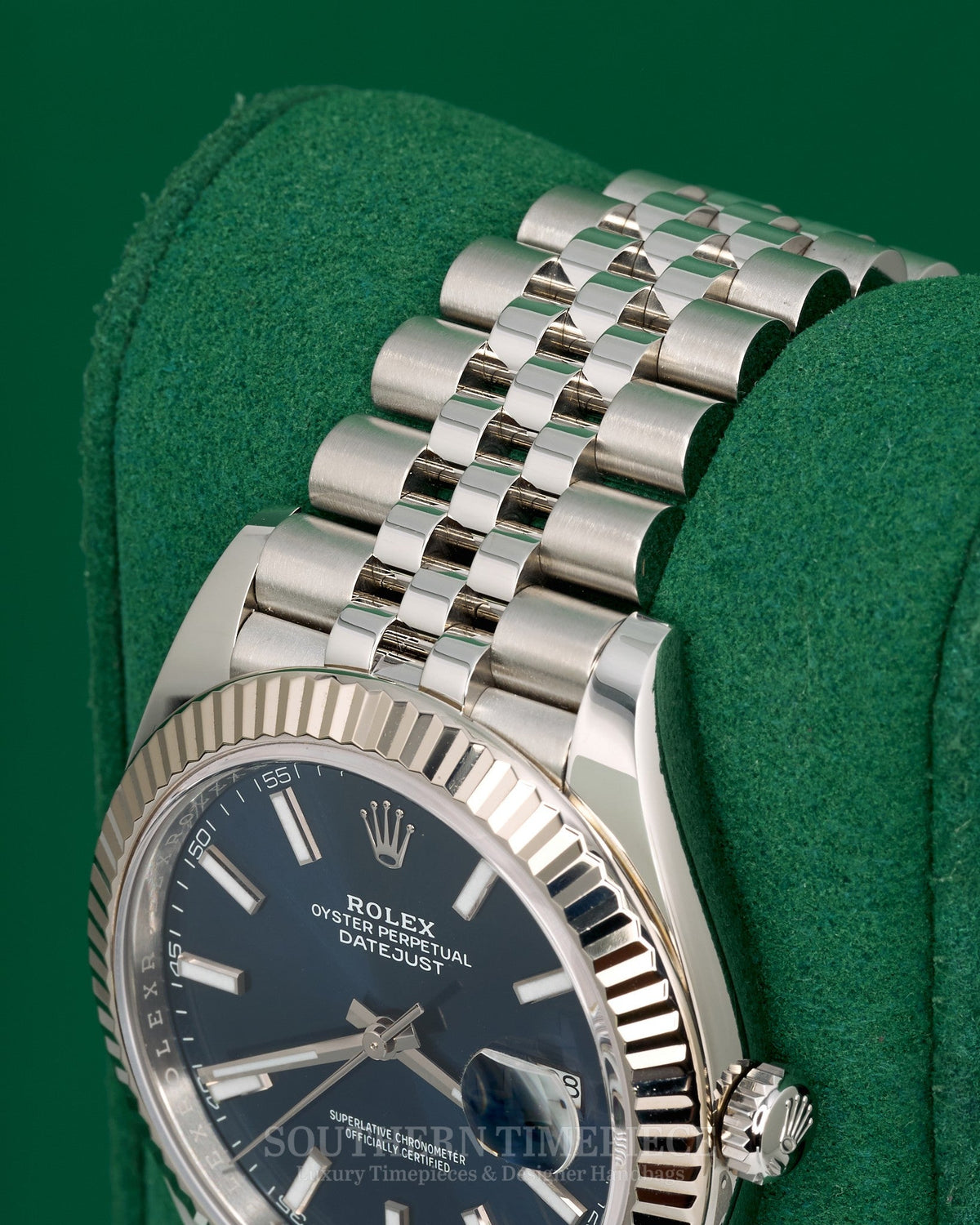 41mm Rolex Datejust in 18kt White Gold and Oystersteel with Blue Stick Dial on Jubilee (Ref: 126334)(Year: 2017)(Box & Papers)