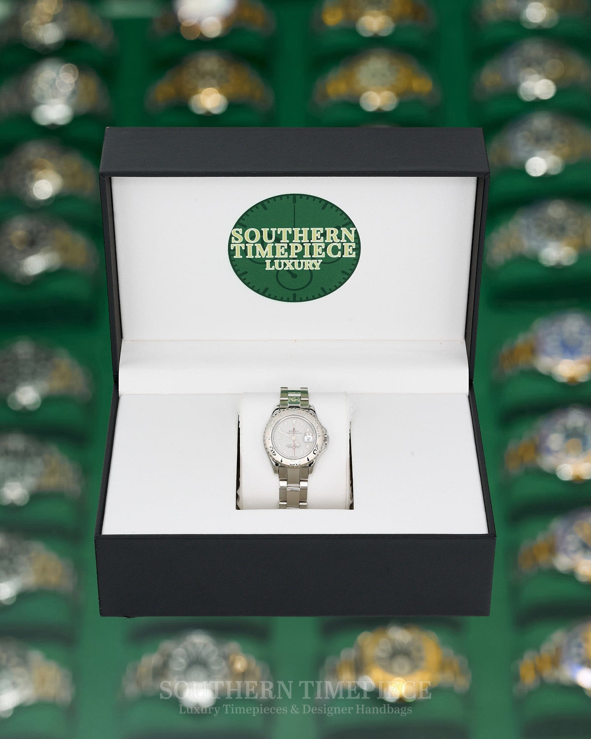29mm Rolex Yacht-Master with Platinum Dial and Bezel in Stainless Steel on Oyster (Ref: 169622)(Year: 2002)