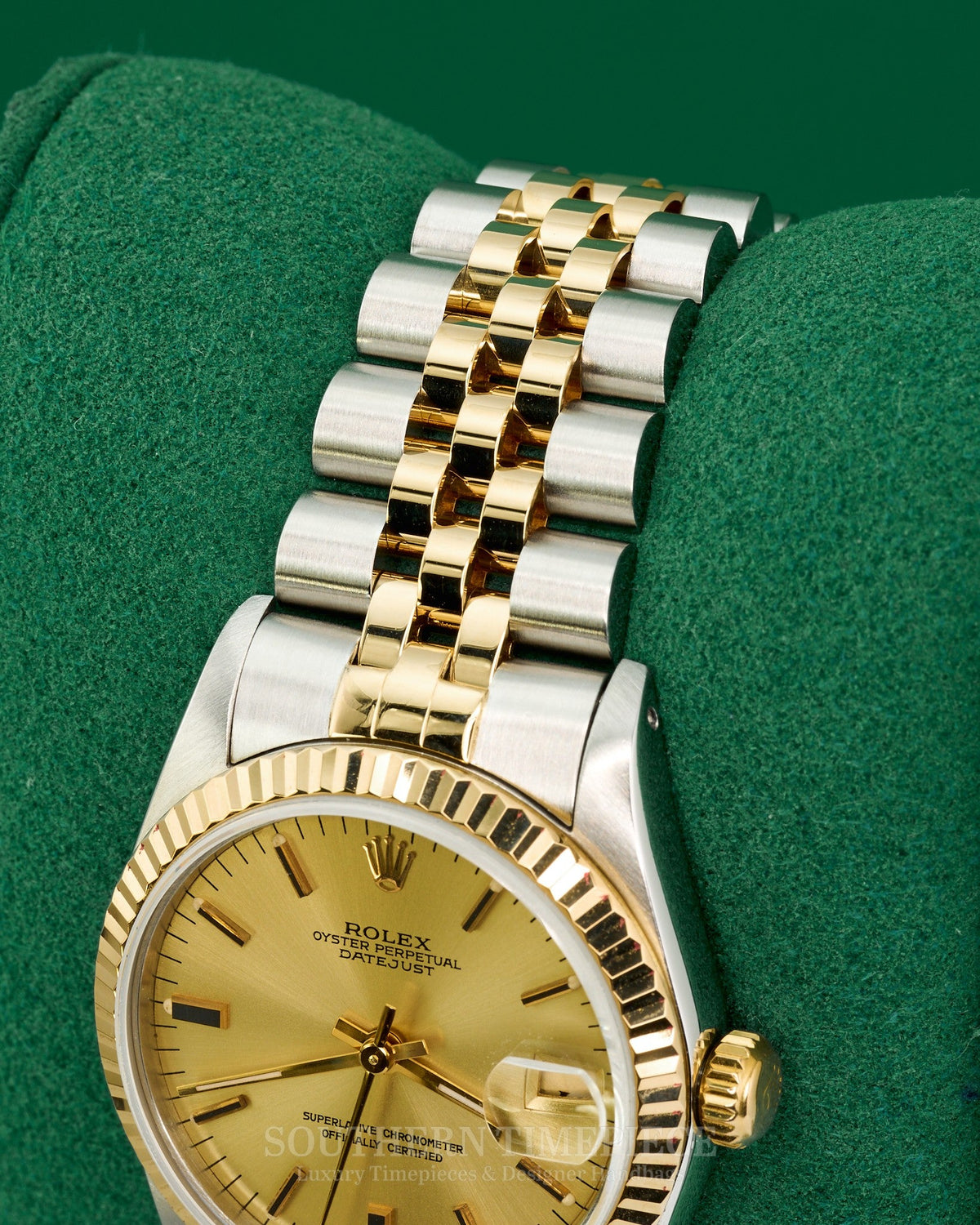 31mm Rolex Datejust with a Custom Mother of Pearl Diamond Dial in 18kt Yellow Gold and Stainless on Jubilee (Ref: 68273)(Year: 1984)(SKU: 9771962)