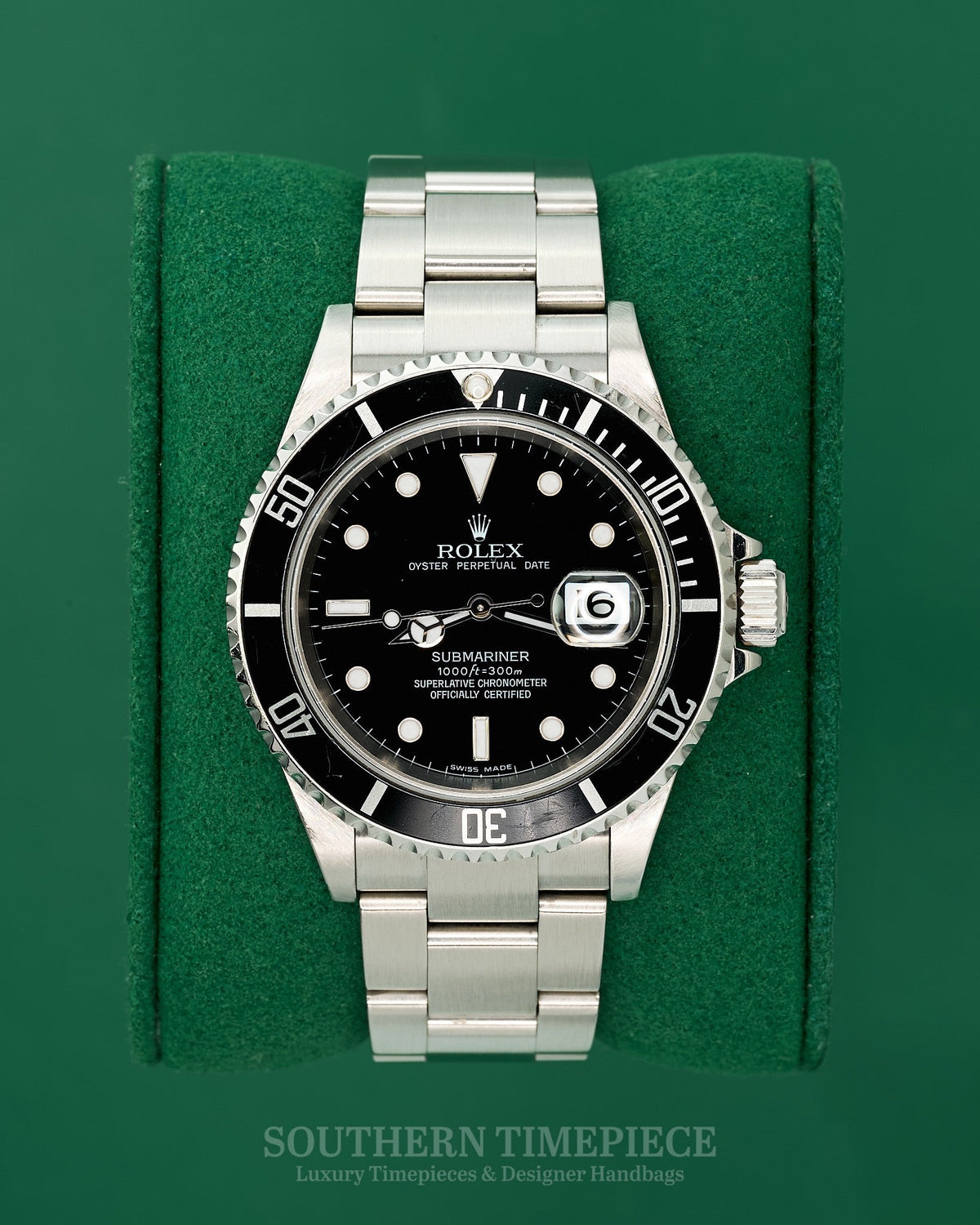 40mm Rolex Submariner Date with Black Dial and Bezel in Stainless Steel on Oyster (Ref: 16610)(Year: 2002)(Box & Papers)
