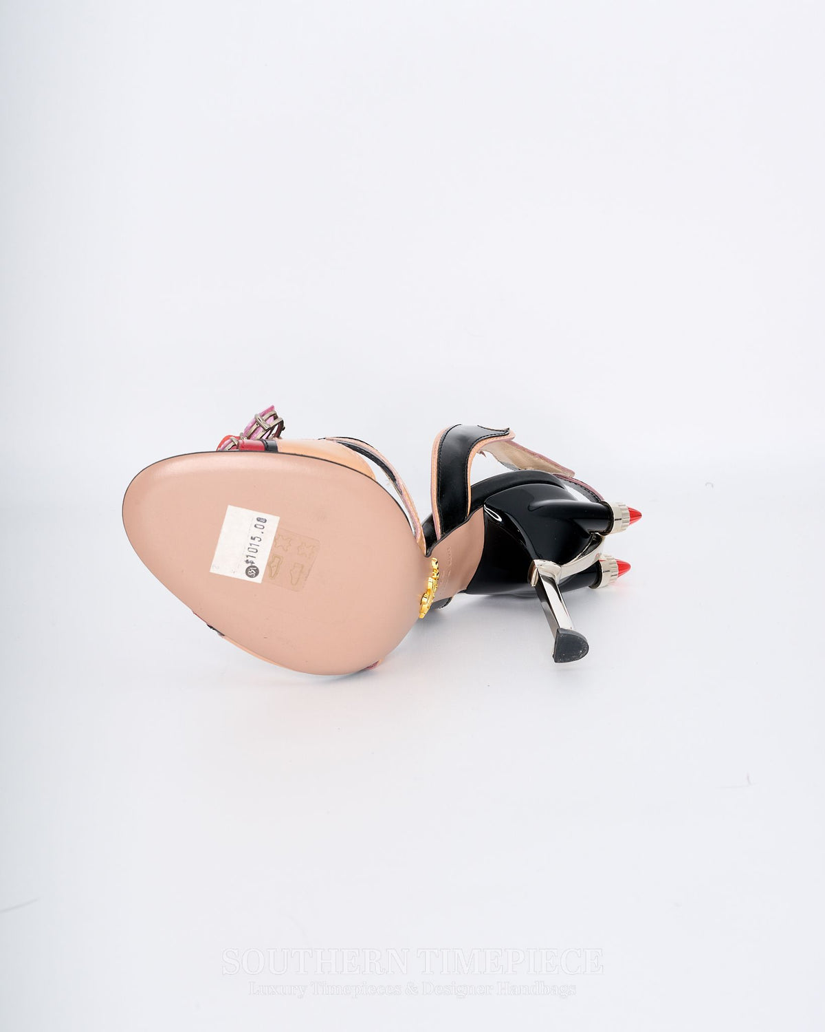 Prada Patent Flame Crystal Embellished Heels Size 36