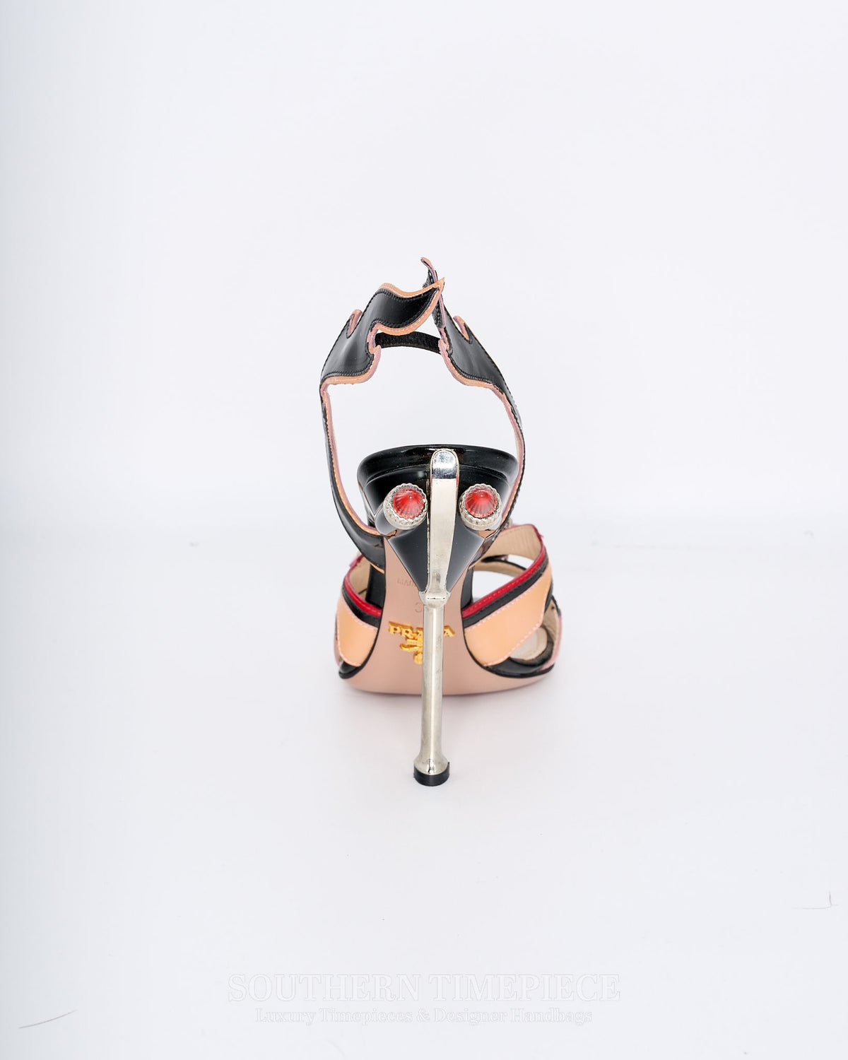Prada Patent Flame Crystal Embellished Heels Size 36