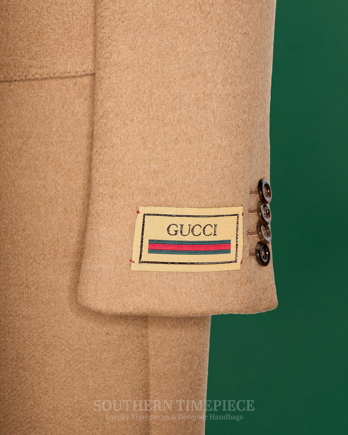 Gucci Aria Single Breasted Coat - Camel Wool & Hair (Size 48/Medium)