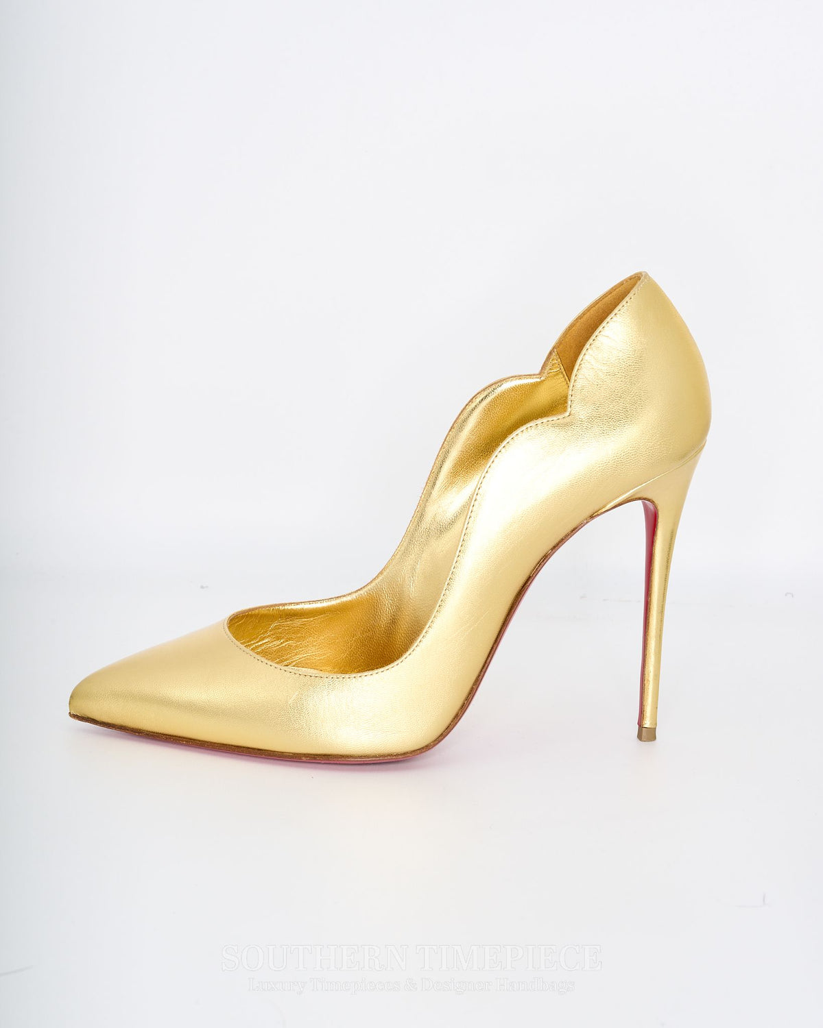 Christian Louboutin Hot Chick 100 Metallic Gold Leather Size 40 (US 10)