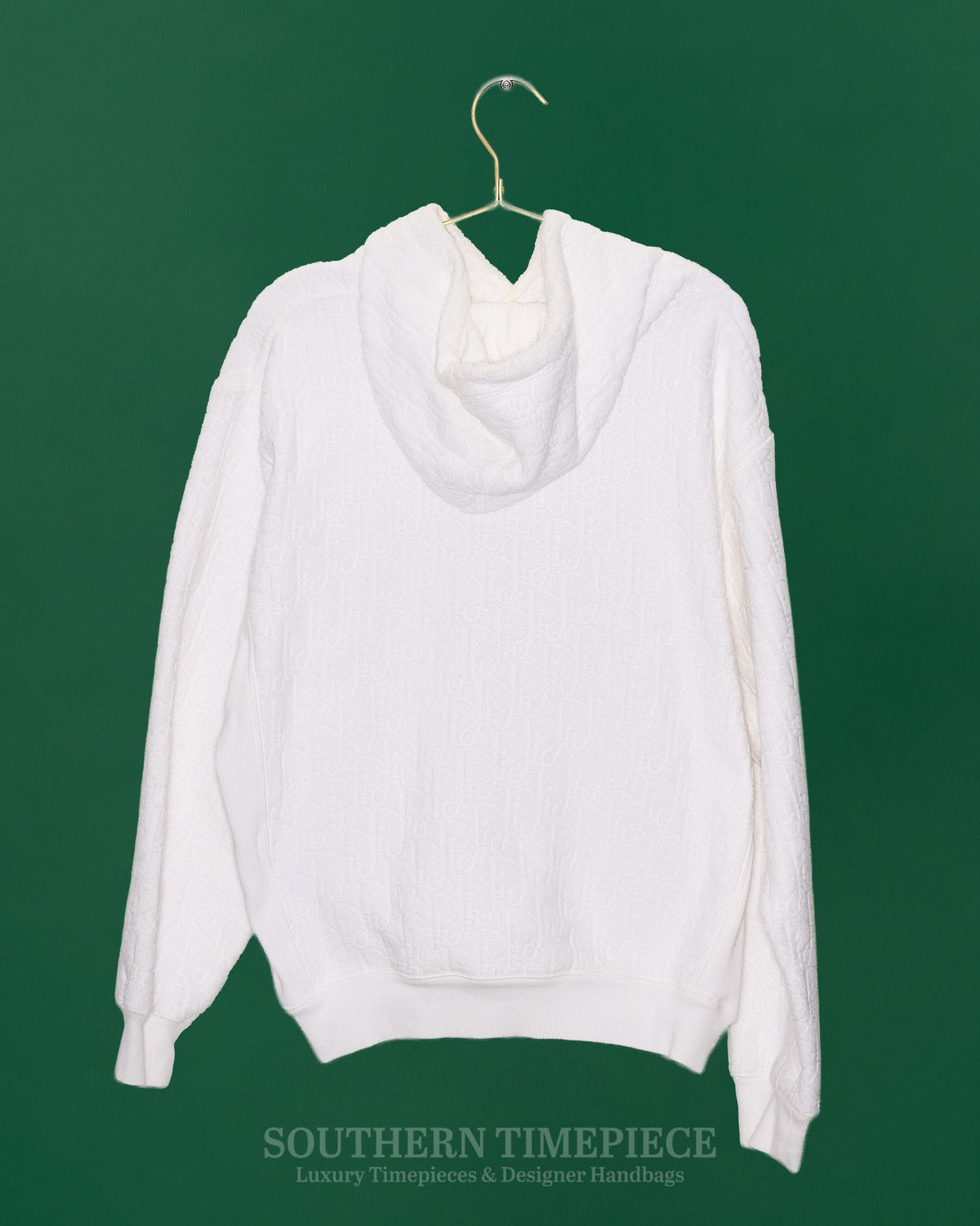 Christian Dior Oblique Hooded Sweatshirt - Off-white Terry Cotton Jacquard (Size XL)