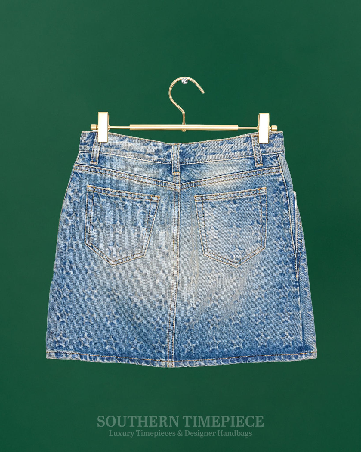 Saint Laurent Star Print Denim Mini Skirt Size 26 / Small (New w/ Tags)