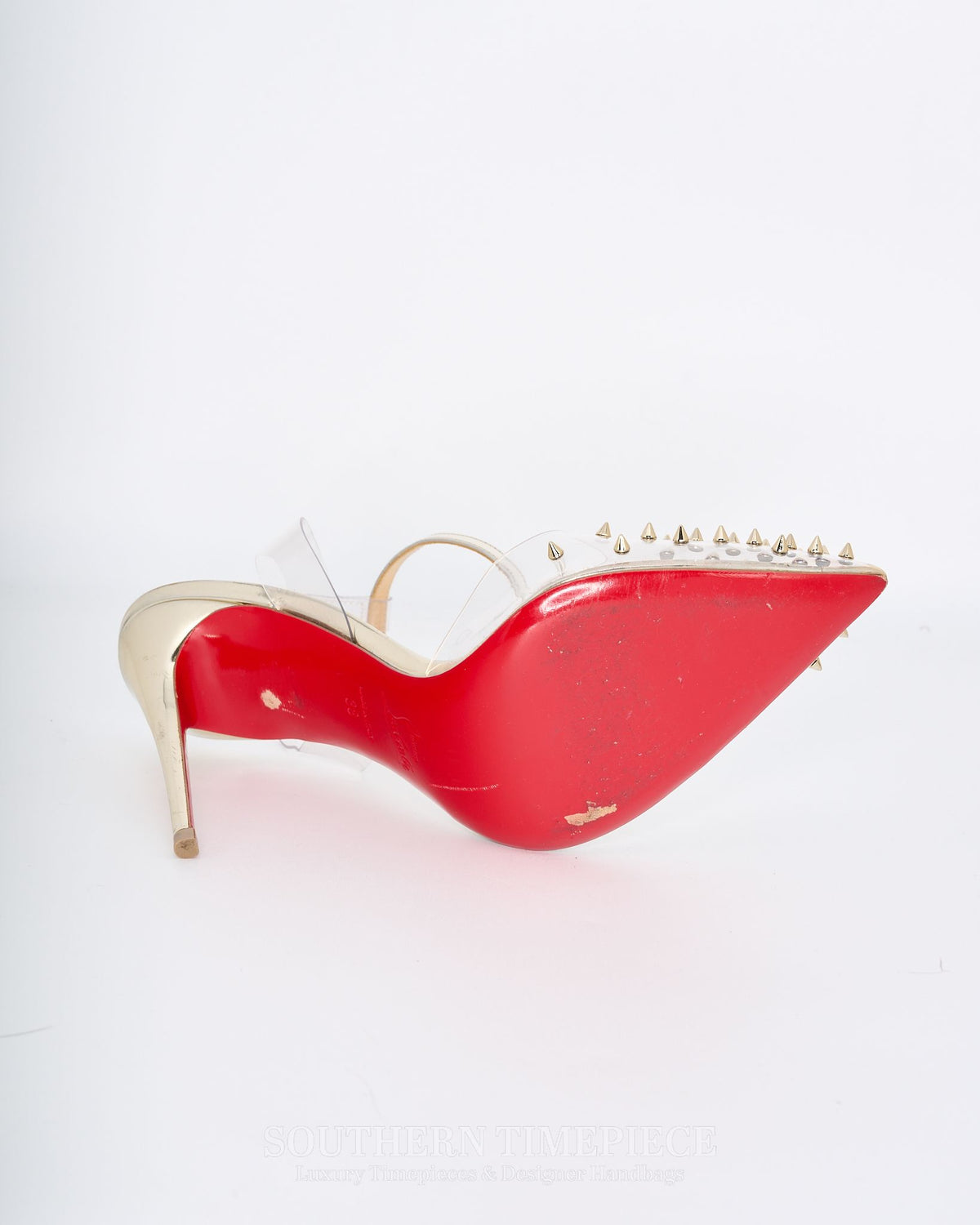Christian Louboutin Spikoo 100 - PVC Slingback Pumps (Size 38)