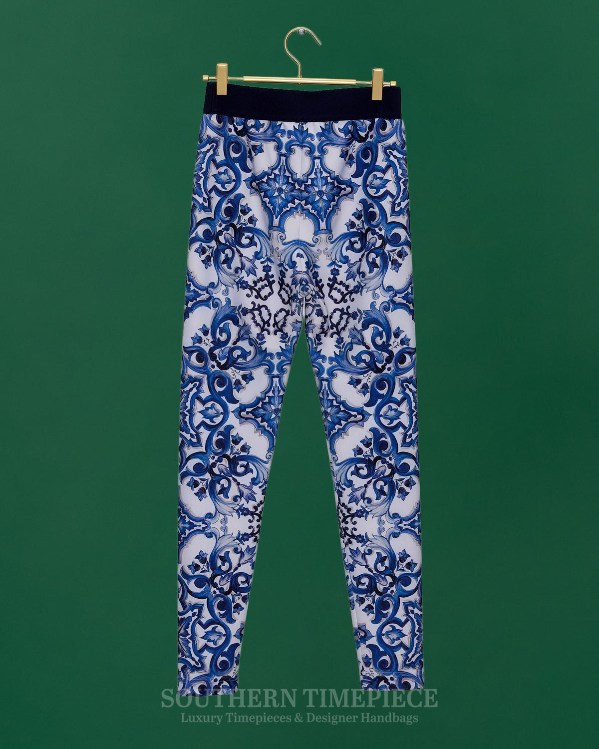 Dolce & Gabbana Leggings - Majolica-print jersey (Size 44)